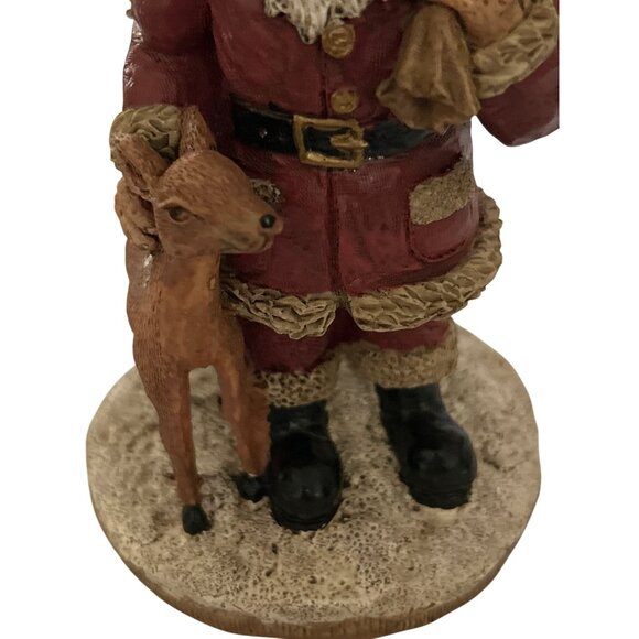 Vintage Wang's Santa Claus Figurine With Deer & Christmas Tree 1991 - Picture 4 of 6